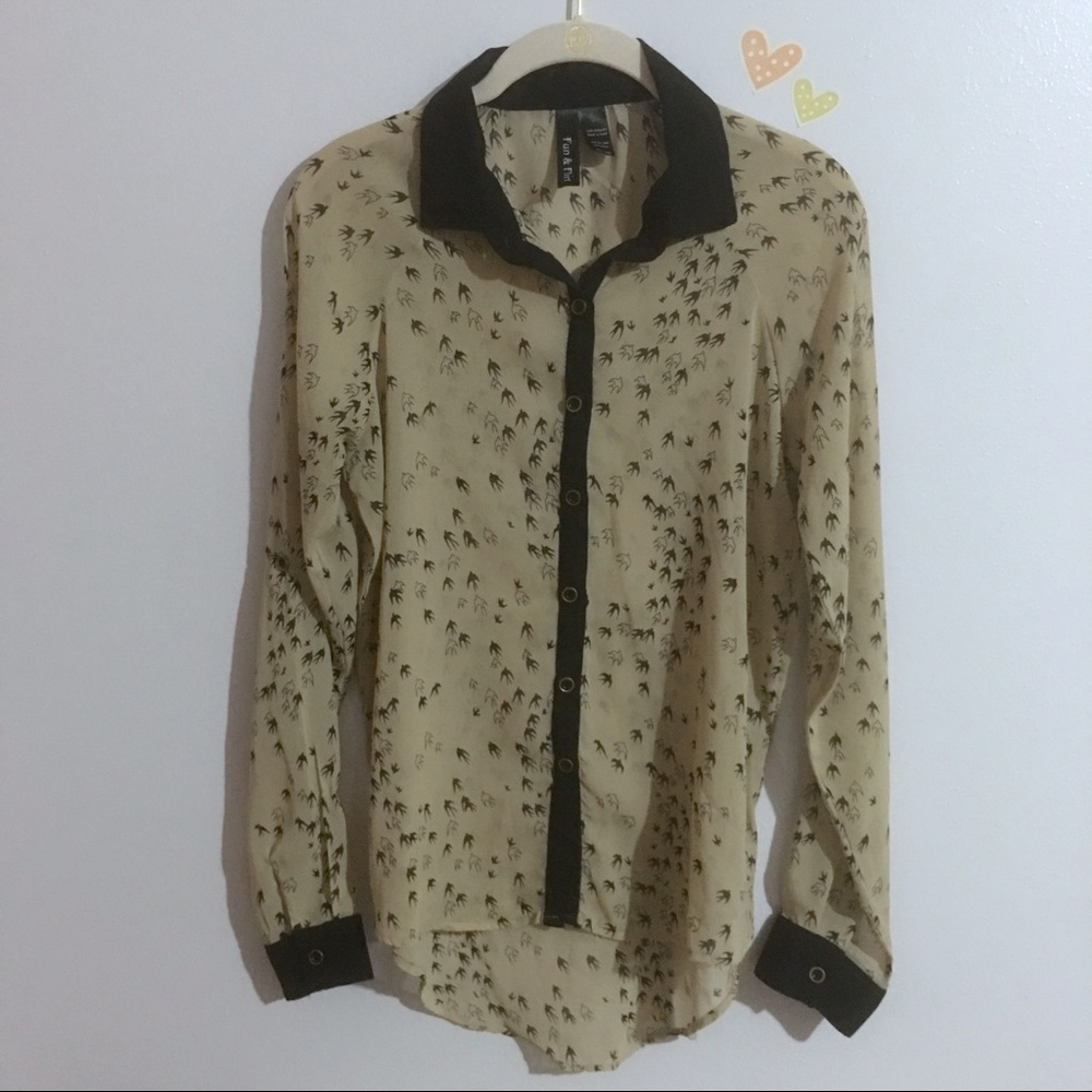 Fun & Flirt Bird Print Long Sleeve | Small